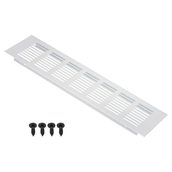 Uxcell 12"x3" Rectangle Air Vent Cover Door Grille Ventilation Cover Louvered with Screws for Cabinet Silver Tone