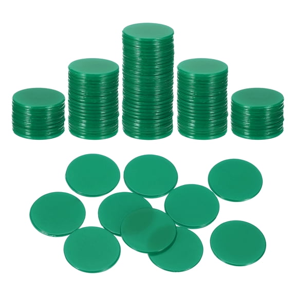 Uxcell 120 Pack 0.7 Inch Poker Chips, Plastic Bingo Chips Learning Counters Counting Counters Disks Markers Opaque Game Tokens for Game Play Math Counting, Dark Green, Flat