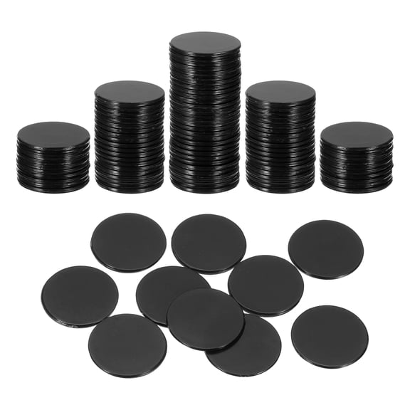 Uxcell 120 Pack 0.7 Inch Poker Chips, Plastic Bingo Chips Learning Counters Counting Counters Disks Markers Opaque Game Tokens for Game Play Math Counting, Black, Flat