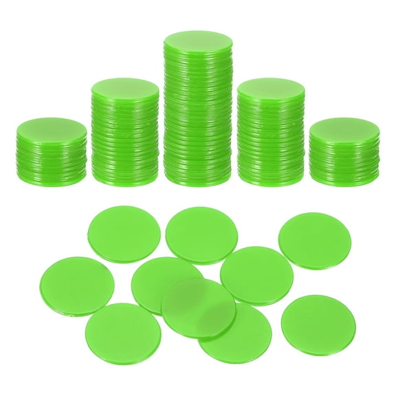 Uxcell 120 Pack 0.7 Inch Poker Chips, Plastic Bingo Chips Learning Counters Counting Counters Disks Markers Opaque Game Tokens for Game Play Math Counting, Green, Flat