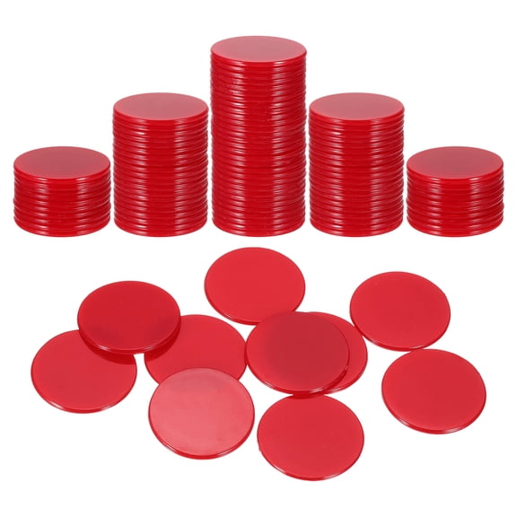 Uxcell 120 Pack 1.2 Inch Poker Chips, Plastic Bingo Chips Learning Counters Counting Counters Disks Markers Opaque Game Tokens for Game Play Math Counting, Red, Flat