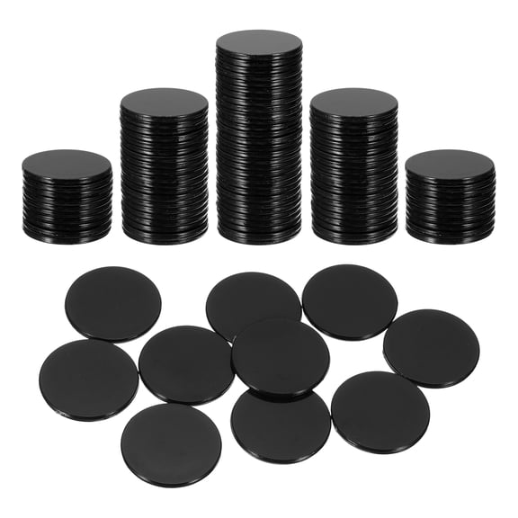 Uxcell 120 Pack 1 Inch Poker Chips, Plastic Bingo Chips Learning Counters Counting Counters Disks Markers Opaque Game Tokens for Game Play Math Counting, Black, Flat
