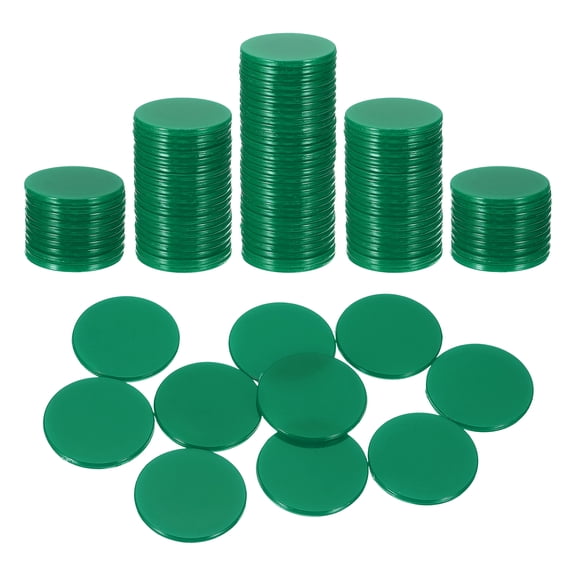Uxcell 120 Pack 1 Inch Poker Chips, Plastic Bingo Chips Learning Counters Counting Counters Disks Markers Opaque Game Tokens for Game Play Math Counting, Dark Green, Flat