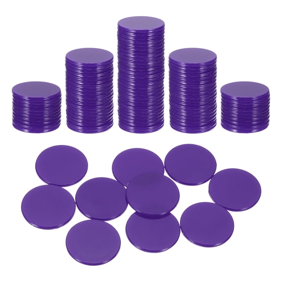 Uxcell 120 Pack 1 Inch Poker Chips, Plastic Bingo Chips Learning Counters Counting Counters Disks Markers Opaque Game Tokens for Game Play Math Counting, Purple, Flat