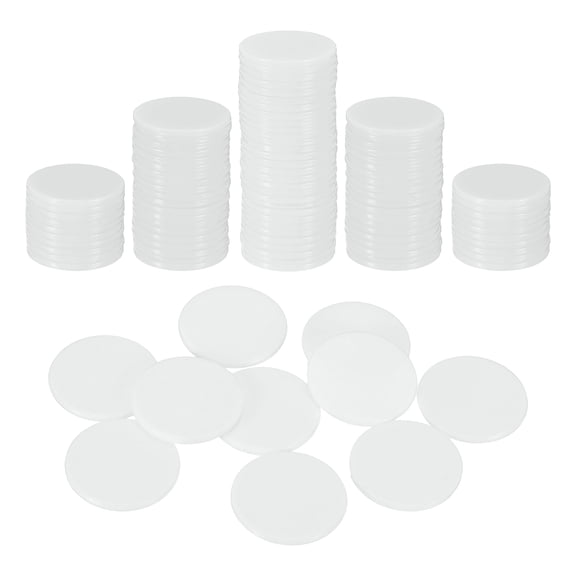 Uxcell 120 Pack 1 Inch Poker Chips, Plastic Bingo Chips Learning Counters Counting Counters Disks Markers Opaque Game Tokens for Game Play Math Counting, White, Flat