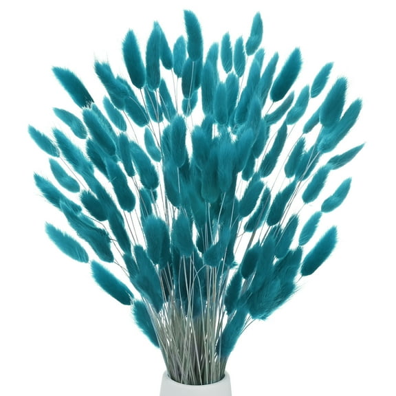 Uxcell 120-Pack Bunny Tails Grass 17 Inch Fluffy Rabbit Tail Grass Dried Flowers for Home/Wedding [Blue Green]