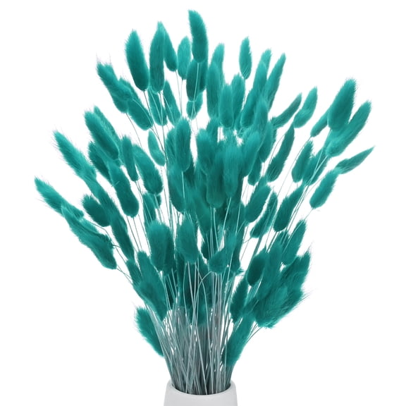 Uxcell 120-Pack Bunny Tails Grass 17 Inch Fluffy Rabbit Tail Grass Dried Flowers for Home/Wedding [Dark Green]