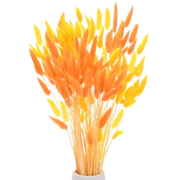 Uxcell 120-Pack Bunny Tails Grass 17 Inch Fluffy Rabbit Tail Grass Dried Flowers for Home/Wedding [Orange, Golden Yellow]
