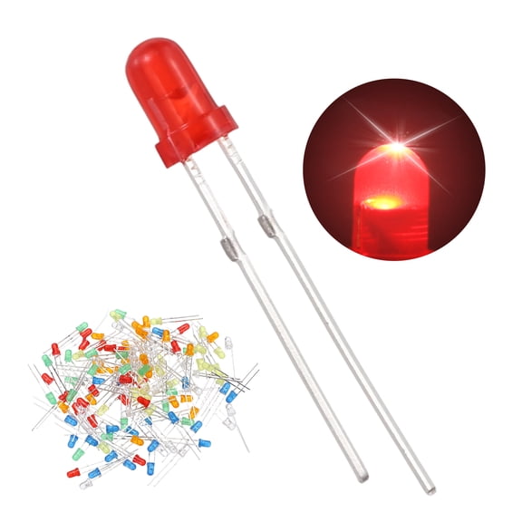 Uxcell 120 Pcs 3mm Multi LED Diode Lights Round DC High Brightness Lighting Bulb Lamps for Electronics Components Light Emitting Diodes(White/Red/Green/Blue/Yellow/Orange)