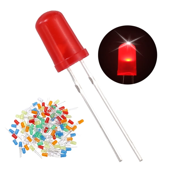 Uxcell 120 Pcs 5mm Multi LED Diode Lights Round DC High Brightness Lighting Bulb Lamps for Electronics Components Light Emitting Diodes(White/Red/Green/Blue/Yellow/Orange)