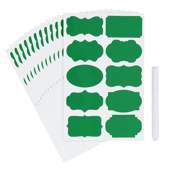 Uxcell 120 Pcs Chalkboard Labels for Jars, 2" x 3" Self Adhesive Blank Gift Stickers All Purpose Name Tags Sticker with Marker for Present, Canning, Bottle, Food Containers, Green