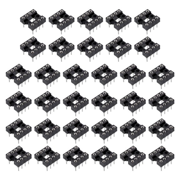 Uxcell 120 Pcs DIP IC Chip Socket Adapter,8 Pin IC Assortment Kit 2.54mm Pitch 7.62mm Row Pitch Round Hole Round Pin Narrow Body for Breadboard Project, PCB Board Design
