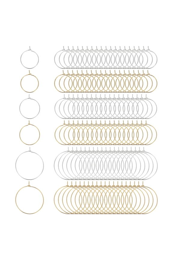 120 Pcs Earring Hoops for Jewelry Making, 20/25/35 Thin Wire Hoops Beaded Earring Making Supplies Plated Lightweight O Rings for DIY Ear Lockets, Gold/SIlver