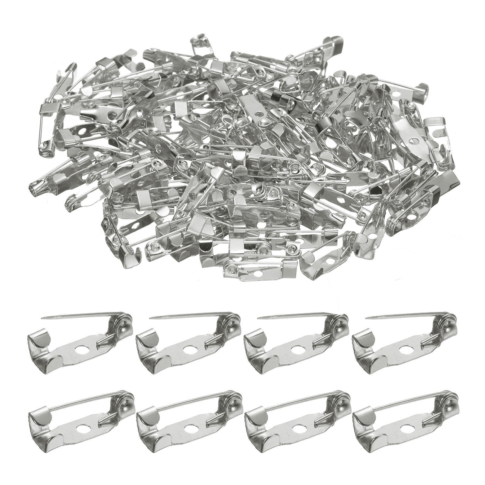 Uxcell 120 Pcs Safety Bar Pin 15mm Silver Brooch Clasp Pins Backing ...