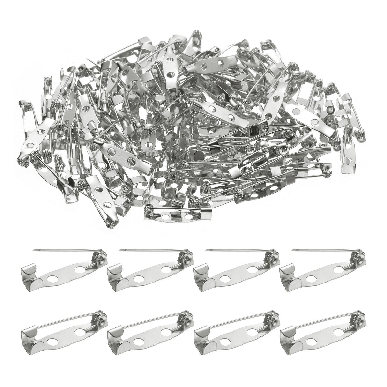 Uxcell 120 Pcs Safety Bar Pin 20mm Silver Brooch Clasp Pins Backing ...