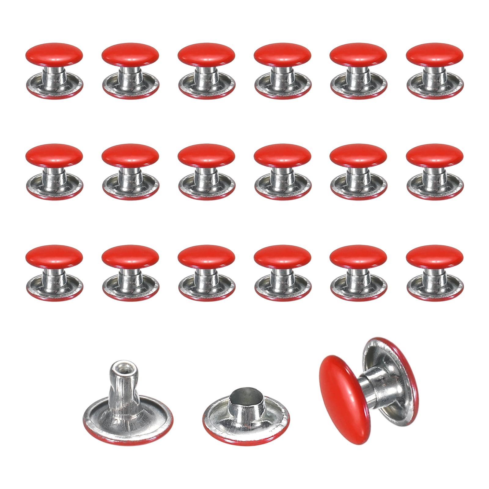 Uxcell 120 Sets Leather Rivets, 8mm Double Cap Rivets, 6mm Height ...