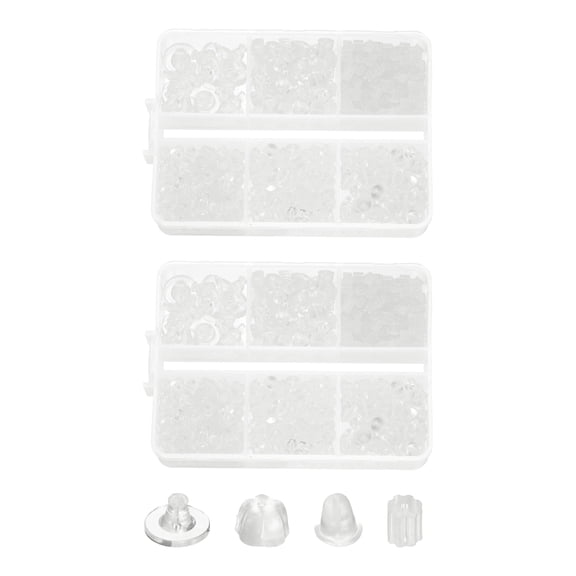 Uxcell 1200 Pcs Earring Backs, Taper/Octagon/Disc/Plum Blossom Earring Backs Replacements Secure Hypoallergenic Stud Stoppers for DIY Jewelry Stud Post Earring, Transparent
