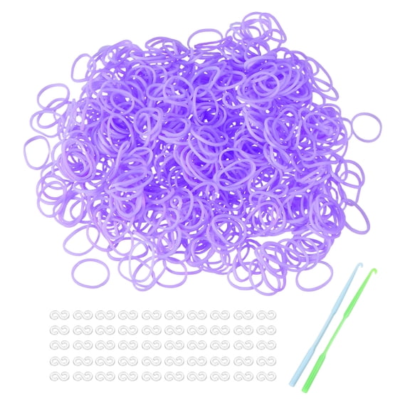 Uxcell 1200 Pcs Loom Rubber Bands Kit with 50 Pcs S-Clips 2-Hooks Rubber Bands Refill Bracelet Making Kits for Weaving DIY Handcrafts Gift, Light Purple