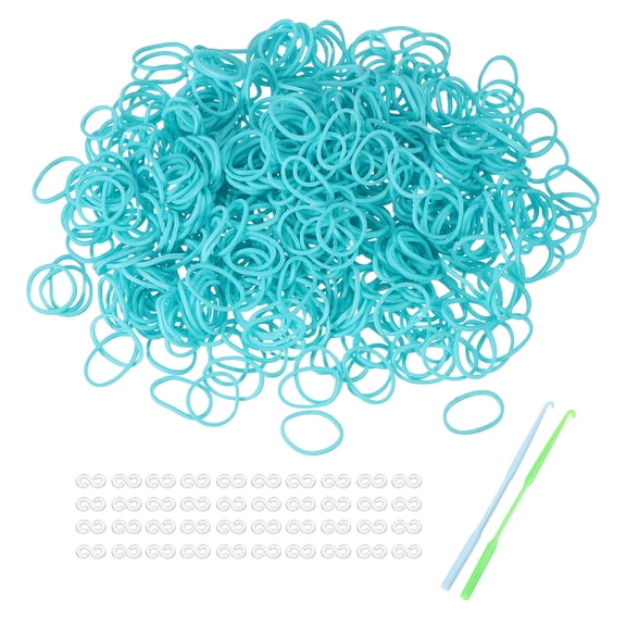 Uxcell 1200 Pcs Loom Rubber Bands Kit with 50 Pcs S-Clips 2-Hooks Rubber Bands Refill Bracelet Making Kits for Weaving DIY Handcrafts Gift, Lake Blue