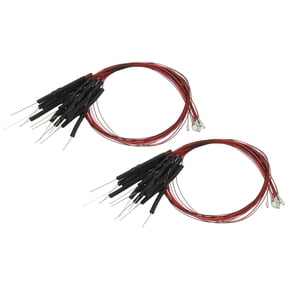 Uxcell 1206 Pre-Wired Micro LED, 24 Pcs 9-12V Pre-soldered Mini Light Emitting Diodes Surface Mount Device for Model, DIY, Science Projects, 9.8" Length, Pink