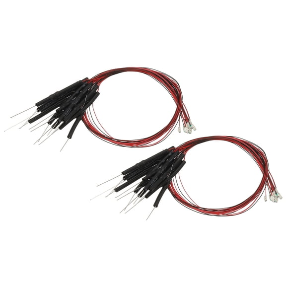 Uxcell 1206 Pre-Wired Micro LED, 24 Pcs 9-12V Pre-soldered Mini Light Emitting Diodes Surface Mount Device for Model, DIY, Science Projects, 9.8" Length, Red