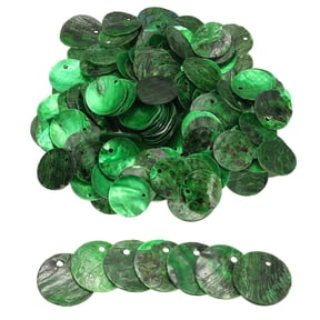 Uxcell 120Pcs Capiz Shells 1.5cm/0.6" Round Natural Shells with 2 Holes for DIY Craft Decoration, Grass Green