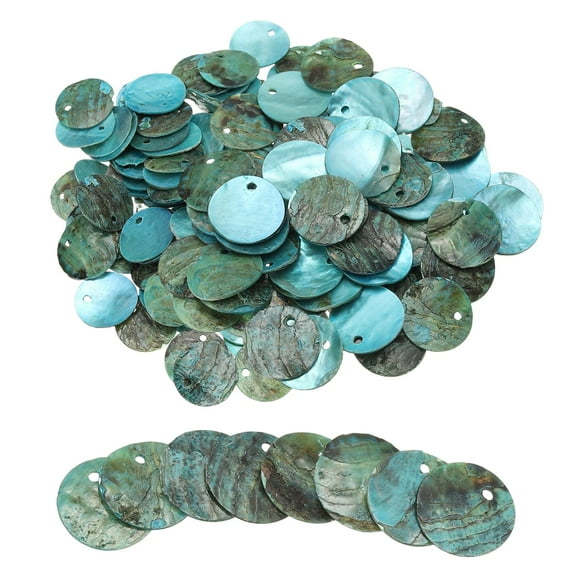 Uxcell 120Pcs Capiz Shells 1.5cm/0.6" Round Natural Shells with 2 Holes for DIY Craft Decoration, Light Green