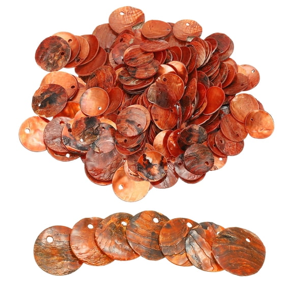 Uxcell 120Pcs Capiz Shells 1.5cm/0.6" Round Natural Shells with 2 Holes for DIY Craft Decoration, Orange