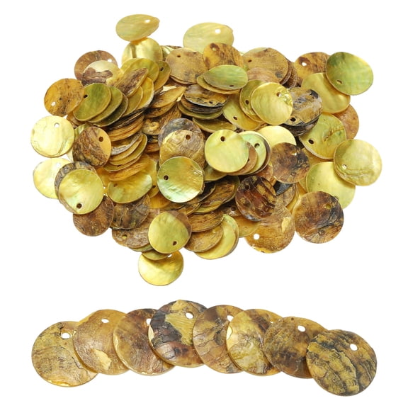 Uxcell 120Pcs Capiz Shells 1.5cm/0.6" Round Natural Shells with 2 Holes for DIY Craft Decoration, Yellow