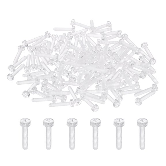 Uxcell 120Pcs Clear Acrylic Screws, M3x15mm PC Plastic Phillips Round Head Bolts