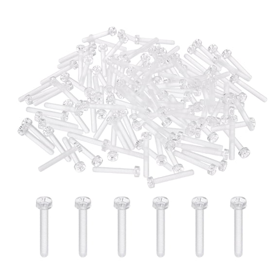 Uxcell 120Pcs Clear Acrylic Screws, M3x20mm PC Plastic Phillips Round Head Bolts