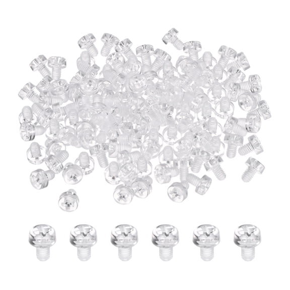 Uxcell 120Pcs Clear Acrylic Screws, M3x4mm PC Plastic Phillips Round Head Bolts