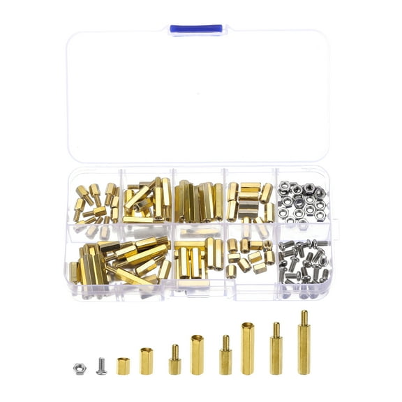 Uxcell 120Pcs M3 Hex Male-Female Brass Standoff Stainless Steel Screw Nut Assortment Kit for Raspberry Pi
