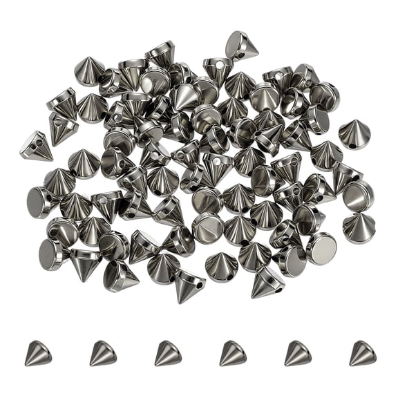 Uxcell 120Pcs Punk Spike Pointed Cone Studs 8x8mm Resin Hand Sewing Rivets Cone Studs Flat Back Punk Spikes for Sew on DIY Crafts Leather Clothes Belt Bags Jewelry Decoration, Gunmetal