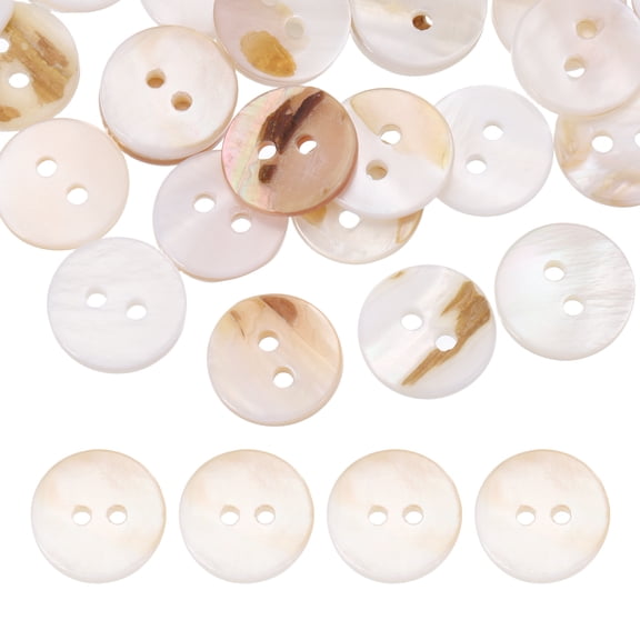 Uxcell 120Pcs Round Natural Shell Buttons,11.5mm 2 Holes Mother of Pearl Craft Seashell Sewing Buttons for Clothes Shirts Dresses Sewing DIY Craft Making, White