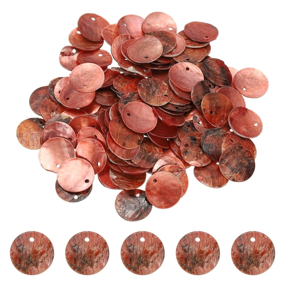 Uxcell 120Pcs Shell Beads for Jewelry Making, 15mm Natural Flat Round Shell Coin, Brown