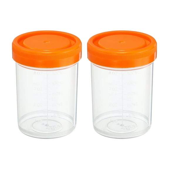 Uxcell 120mL Sample Cups Sample Container Leak Proof Screw Cap for Lab Home Orange 2 Pack
