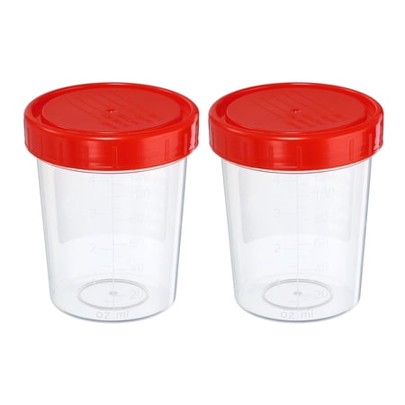 Uxcell 120mL Sample Cups Sample Containers Leak Proof Screw Cap for Lab Home Red 2 Pack