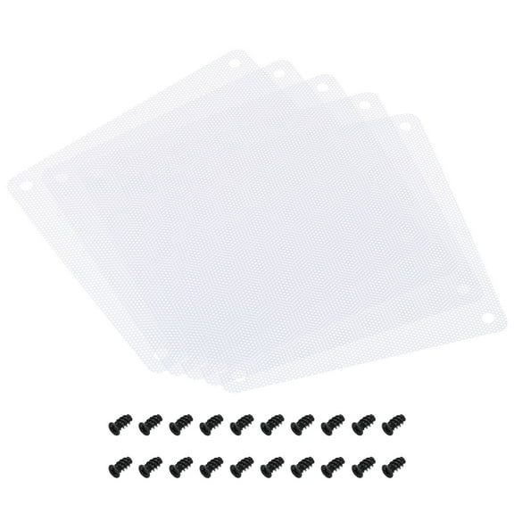 Uxcell 120mm Fan Dust Filter with Screw, Dustproof Mesh Cover Guard, White, 5 Pack