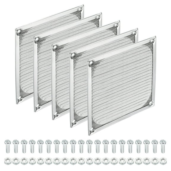 Uxcell 120mm Fan Filter Grill with Screws, 5 Pack Stainless Steel Mesh Dustproof Case Cover for Computer, Silver Tone