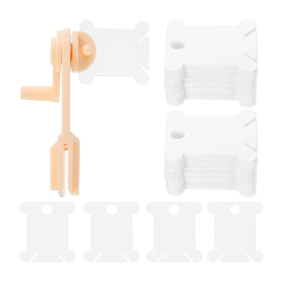 Uxcell 120pcs Embroidery Floss Bobbins with Bobbin Winder, Plastic Cross Stitch Thread Organizer Holder Cards Sewing Thread Sorting Tool Storage, White