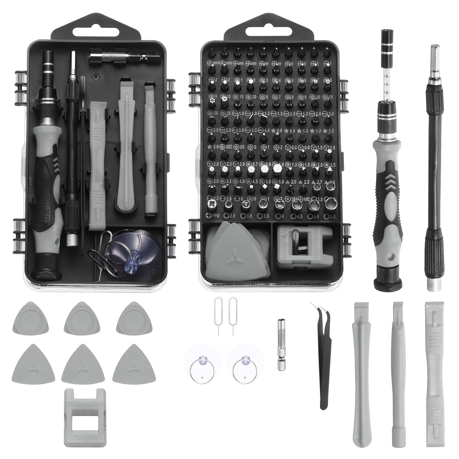 Uxcell 123 in 1 Magnetic Precision Screwdriver Set Electronics Repair Tools Kit with 96 Bits Flexible Shaft and Extension Rod for Cellphone Game Console Laptop PC Computer Camera, Grey
