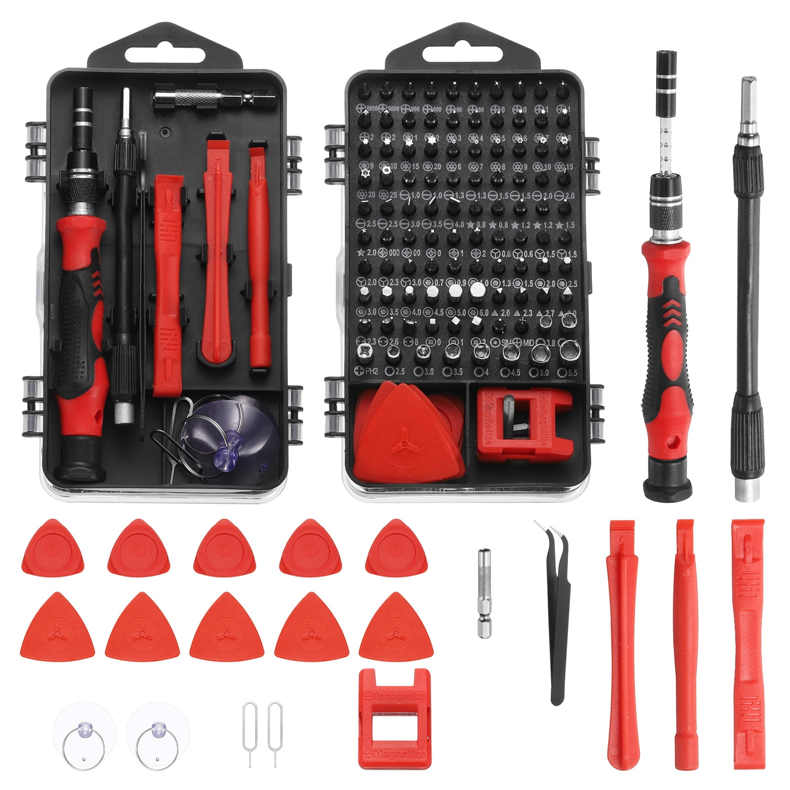 Uxcell 123 in 1 Magnetic Precision Screwdriver Set Electronics Repair Tools Kit with 96 Bits Flexible Shaft and Extension Rod for Cellphone Game Console Laptop PC Computer Camera, Red