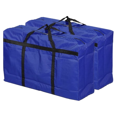 Uxcell 125L Capacity Storage Tote with Zippers Clothes Moving Tote Bags, Blue 2 Pack