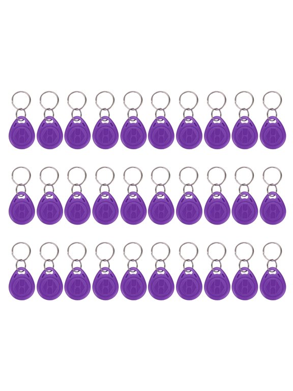 125kHz T5577 RFID Key Fob Tag, (Purple) (30pcs), Writable Rewritable Smart Key Fobs Tags Blank Clone IC Card Key Classic 1K, Suit for - Entry Access Control Systems