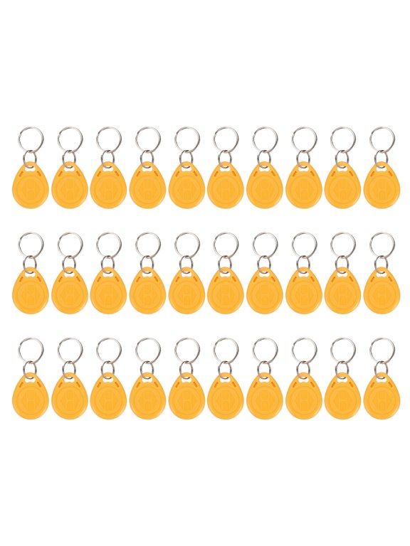 125kHz T5577 RFID Key Fob Tag, (Yellow) (30pcs), Writable Rewritable Smart Key Fobs Tags Blank Clone IC Card Key Classic 1K, Suit for - Entry Access Control Systems