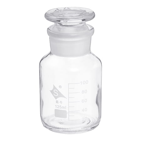 Uxcell 125mL Clear Reagent Media Graduated Borosilicate Glass Storage Bottle Clear Cap