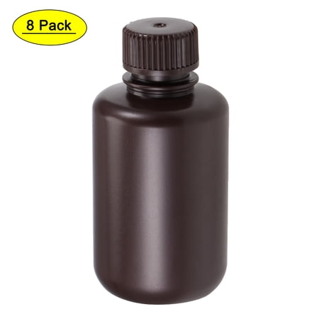 Uxcell 125ml/4.2oz Plastic Small Mouth Lab Reagent Bottle Brown 8 Count