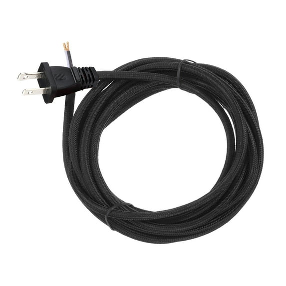 Uxcell 12Ft 18/2 Cloth Covered Lamp Cord with Plug, Vintage Electrical Lamp Cord with Stripped Ends for Extension Wiring DIY Repairing, Black
