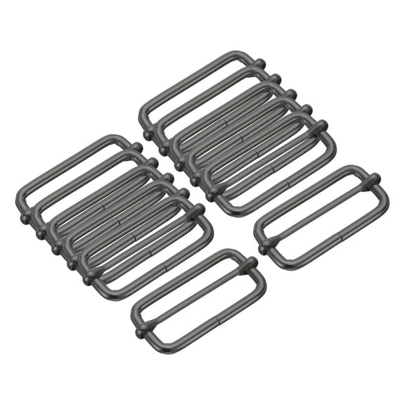 12PCS Metal Slide Adjustable Buckle 2" Adjuster Webbing Strap Slider for Belt Bags Backpack Replacement Grey